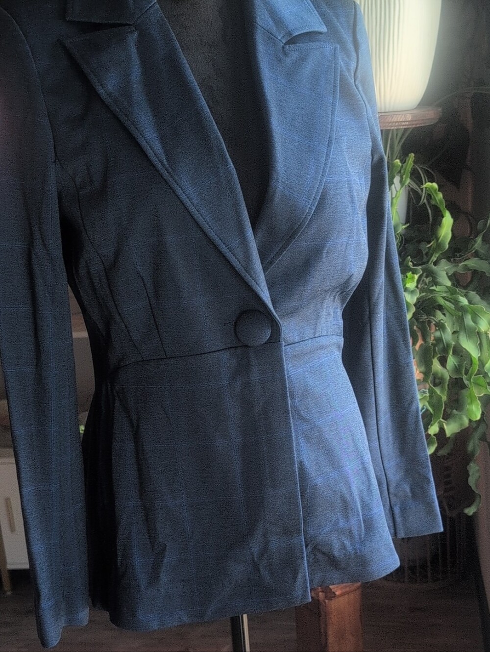 CAbi Deep Navy Single-Button Tailored Blazer Size 8
